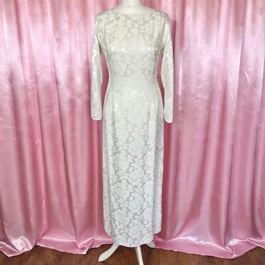 1950s Jacquard wedding dress, Handmade, size 10