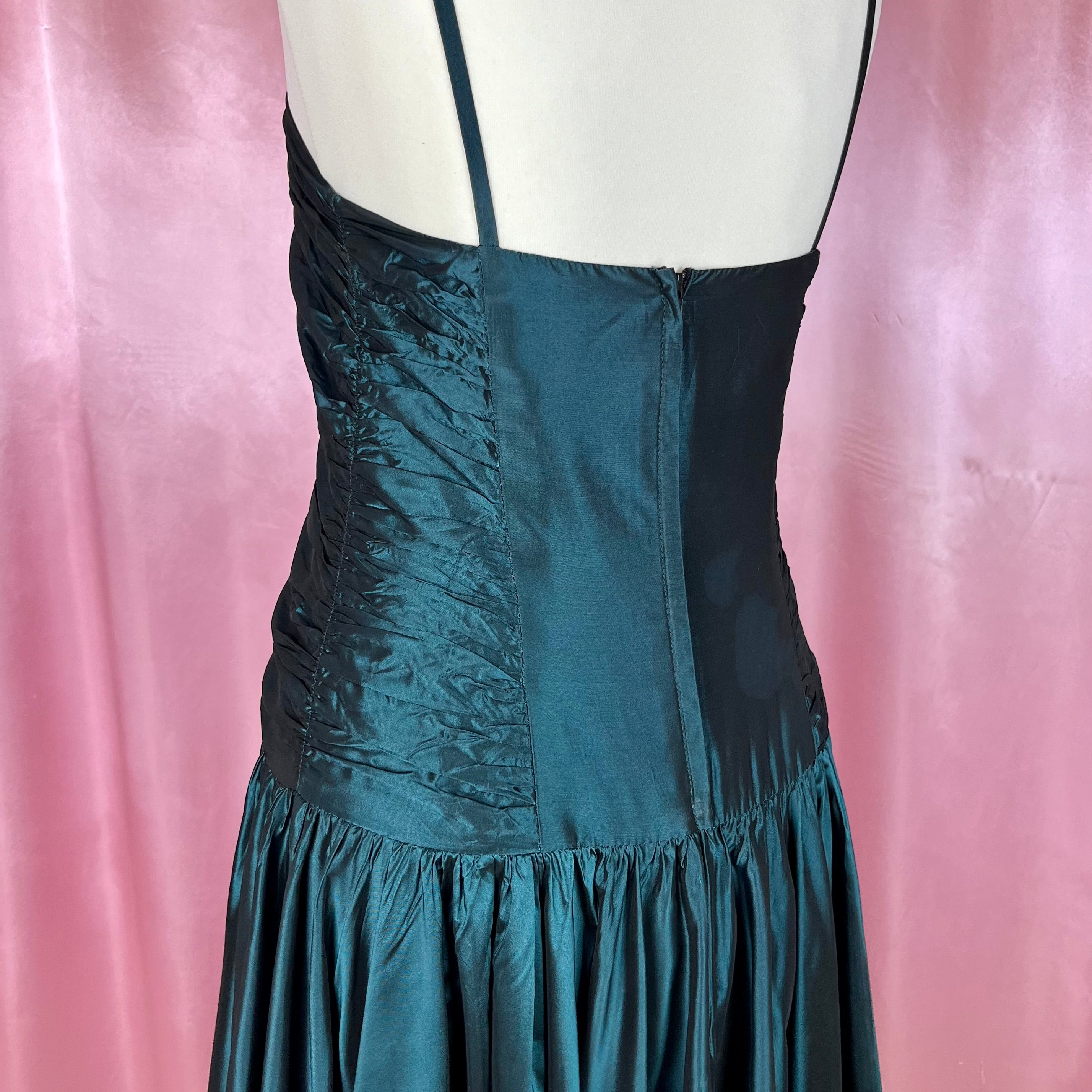 1980s Teal fit & flare dress, by Wallis, size 8