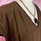 1970s Brown sequin trimmed dress, unbranded, size 8