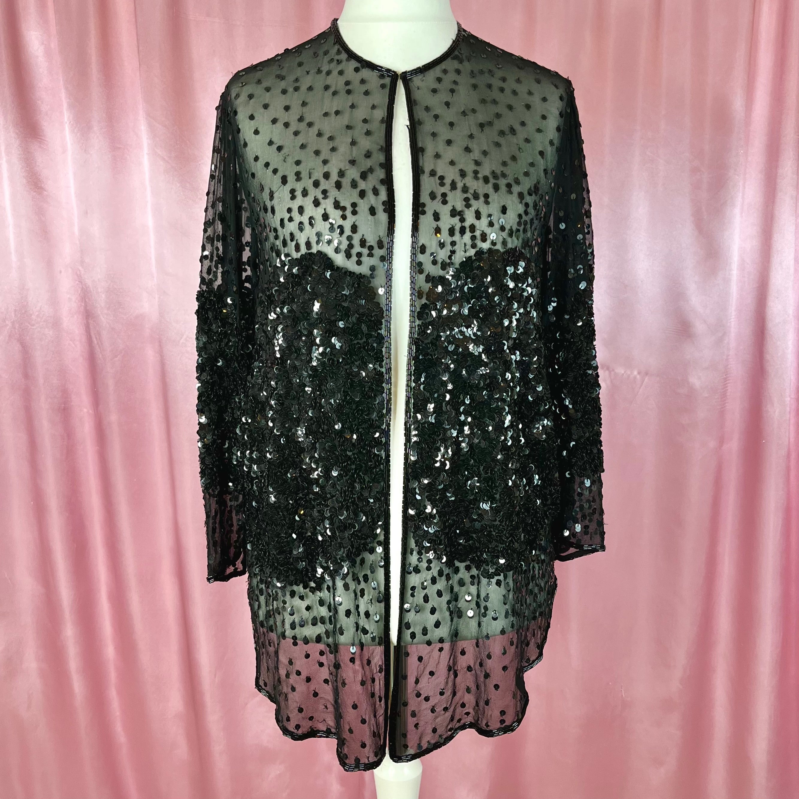 1980s Sheer sequin jacket, by Gina Bacconi, size 12/14