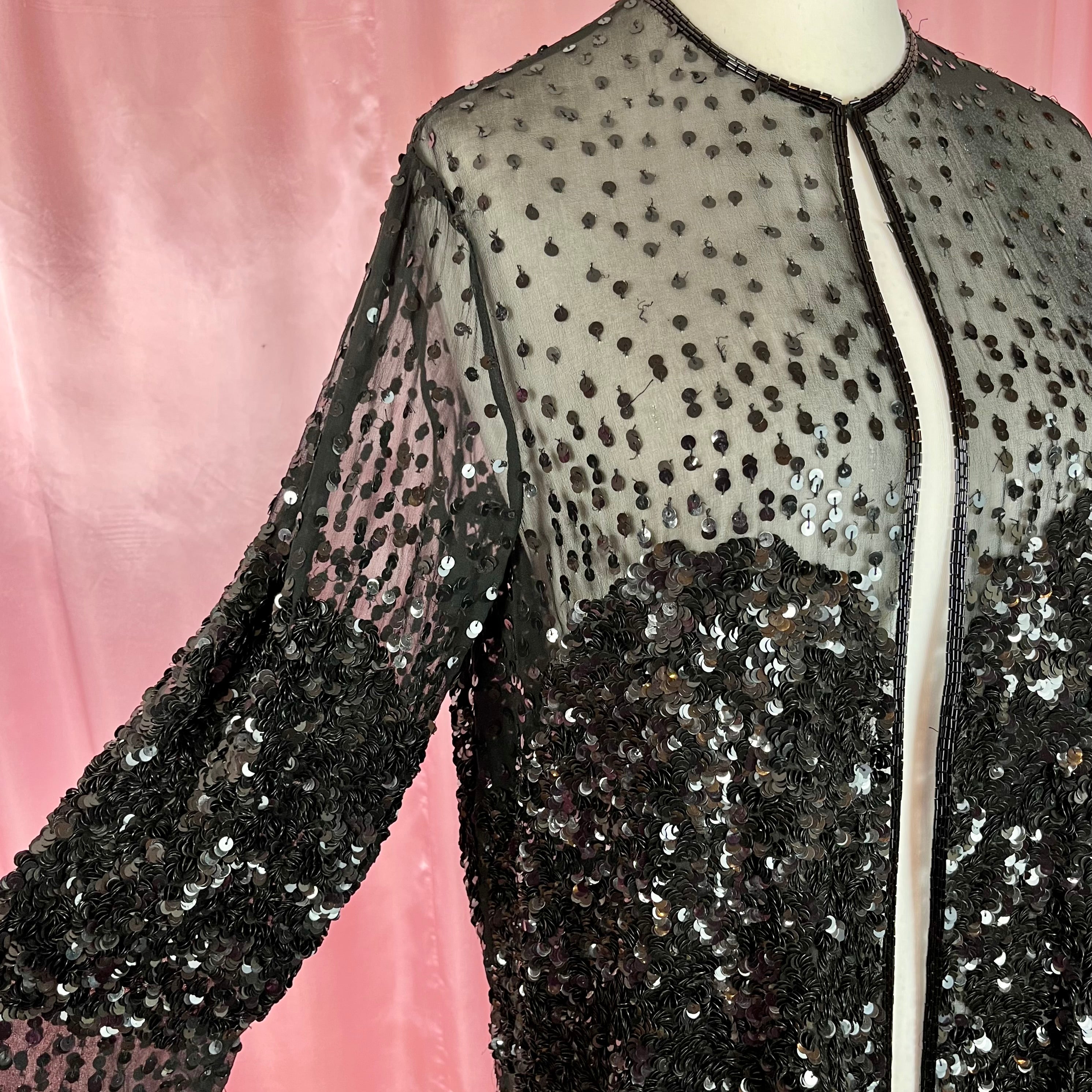 1980s Sheer sequin jacket, by Gina Bacconi, size 12/14