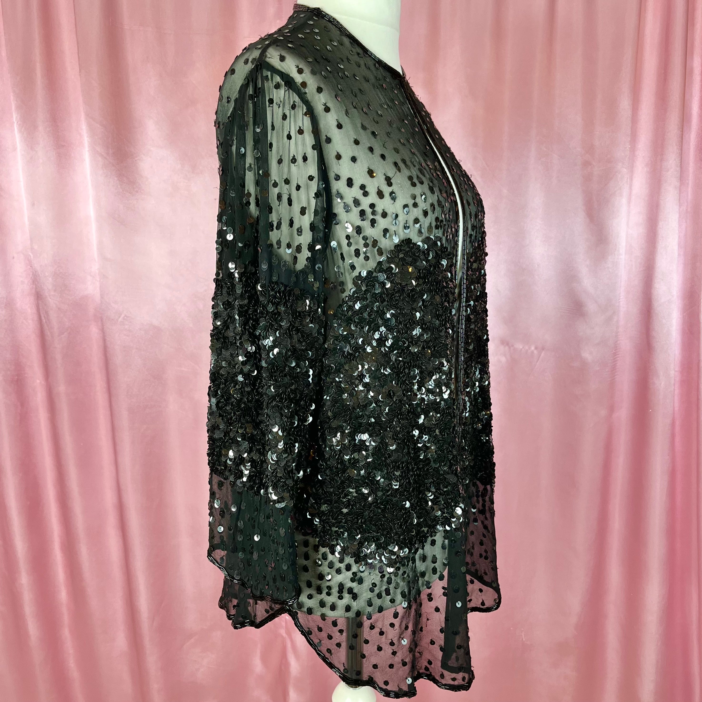 1980s Sheer sequin jacket, by Gina Bacconi, size 12/14
