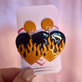 Handmade Y2K style flaming heart earrings