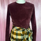 1960s Brown velvet & check dress, by Glennard, size 10