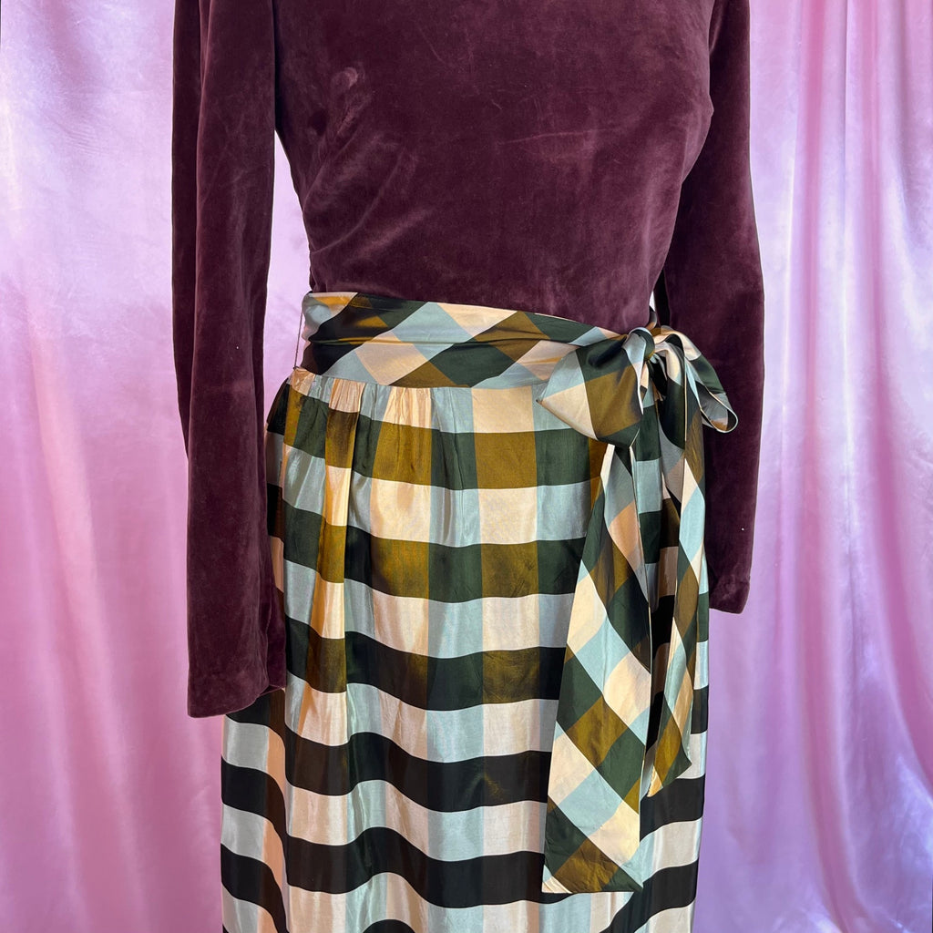 1960s Brown velvet & check dress, by Glennard, size 10