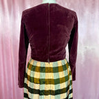1960s Brown velvet & check dress, by Glennard, size 10