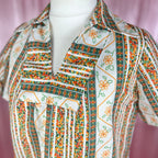 1970s Patterned smock top, unbranded, size 16/18