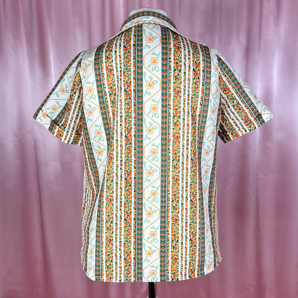 1970s Patterned smock top, unbranded, size 16/18