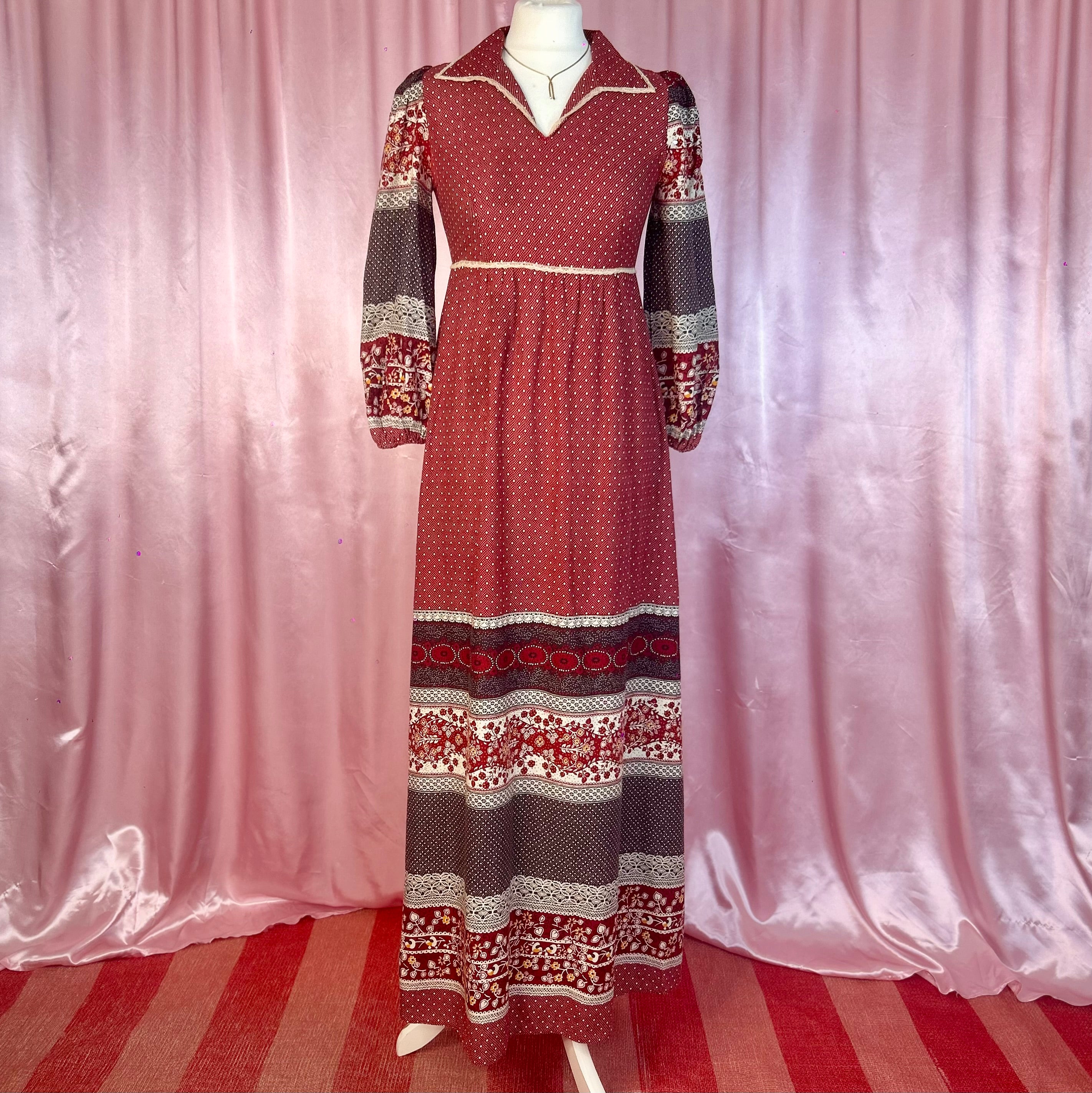 1970s Cotton maxi dress, by Jake, size 8