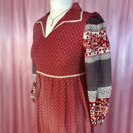 1970s Cotton maxi dress, by Jake, size 8