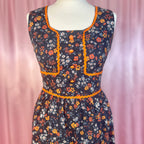 1970s Navy floral maxi dress, by Harem, size 8