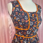 1970s Navy floral maxi dress, by Harem, size 8