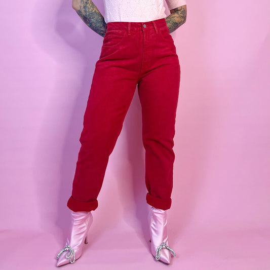 1980s Red mom jeans, by Guess, size 10