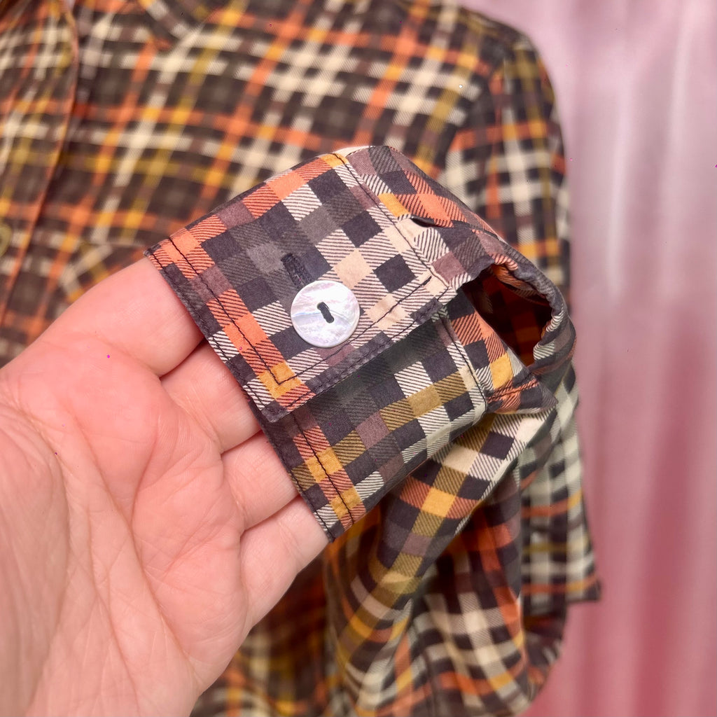 1990s Silky plaid blouse, by Hamells, size 12