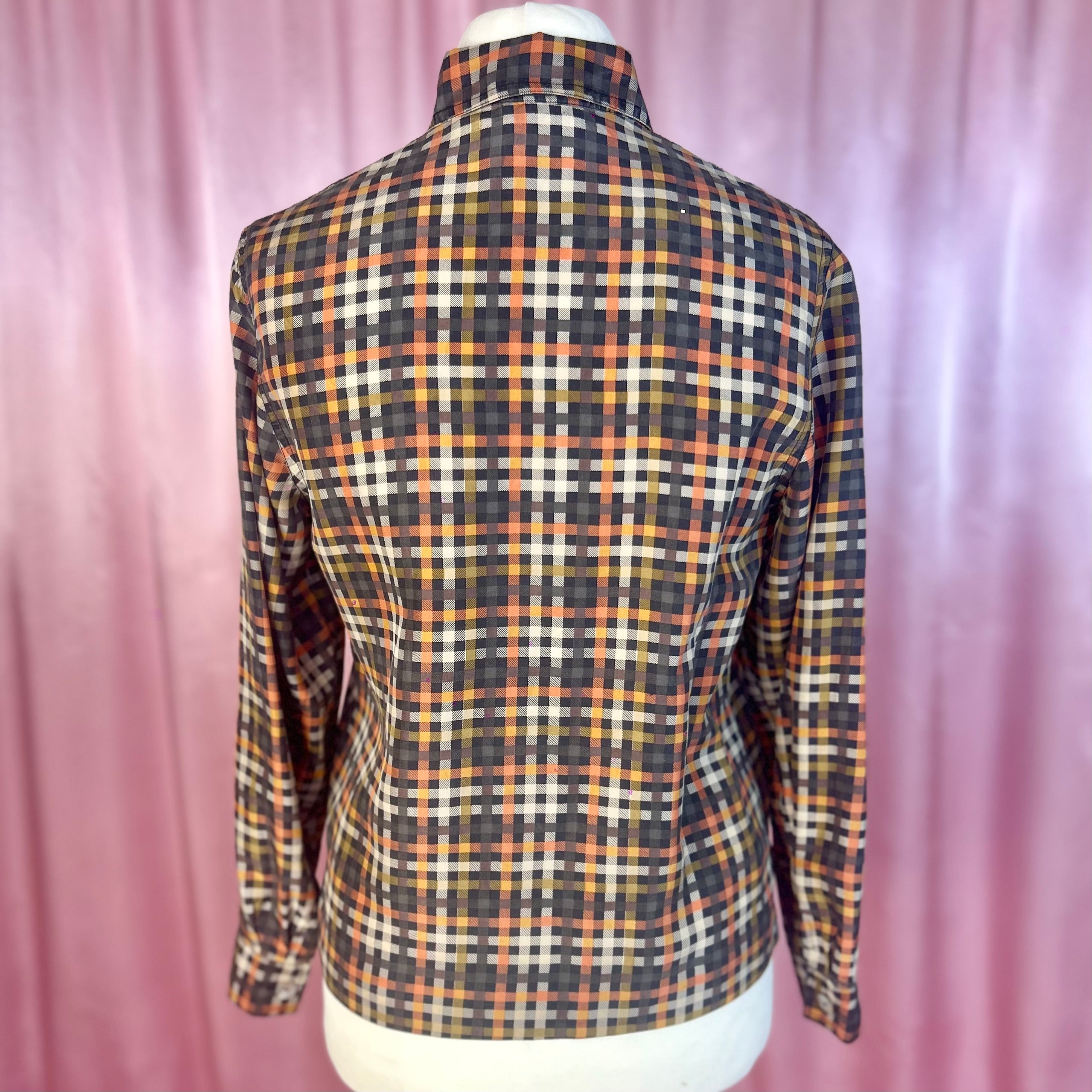 1990s Silky plaid blouse, by Hamells, size 12