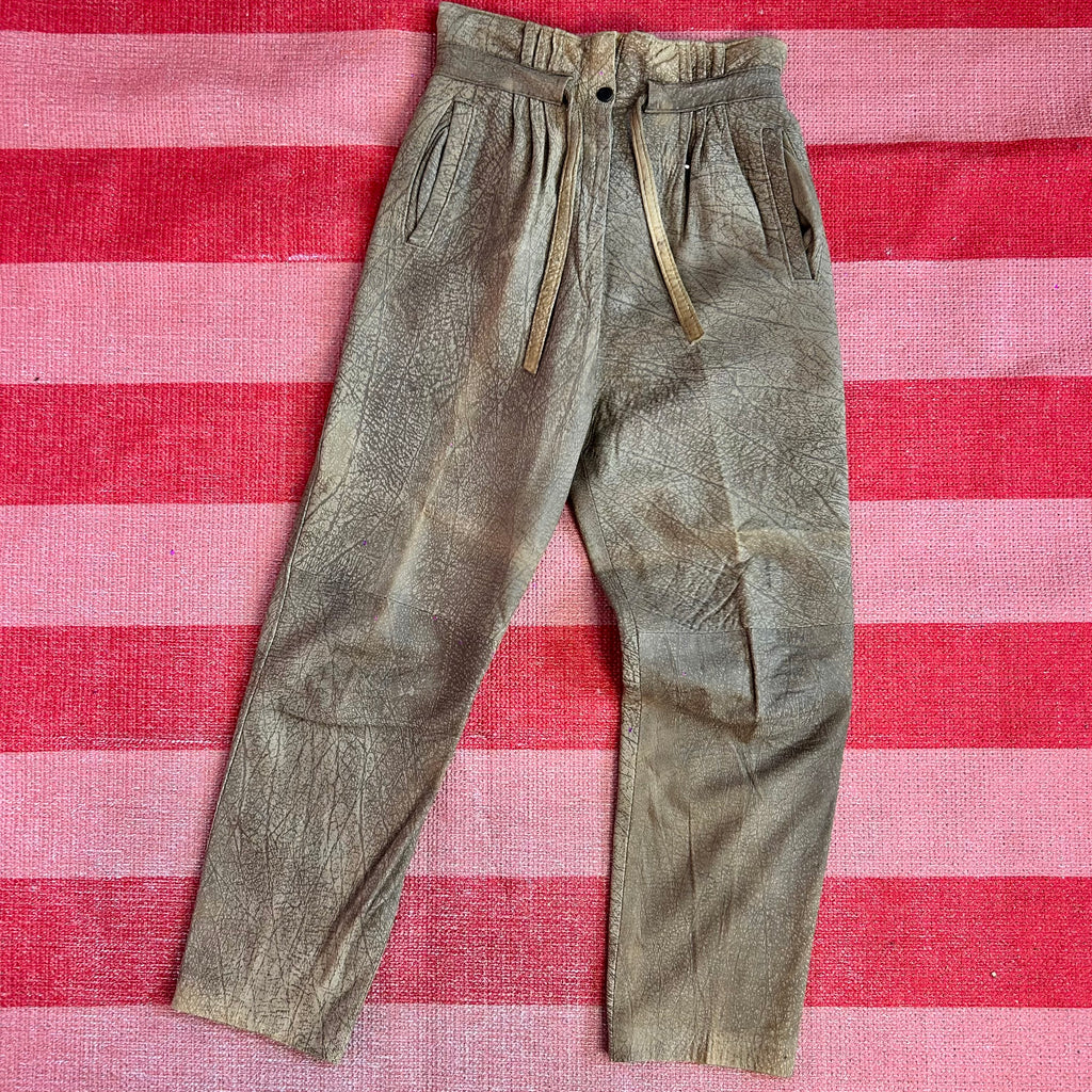 1980s Brown leather trousers, unbranded, size 8