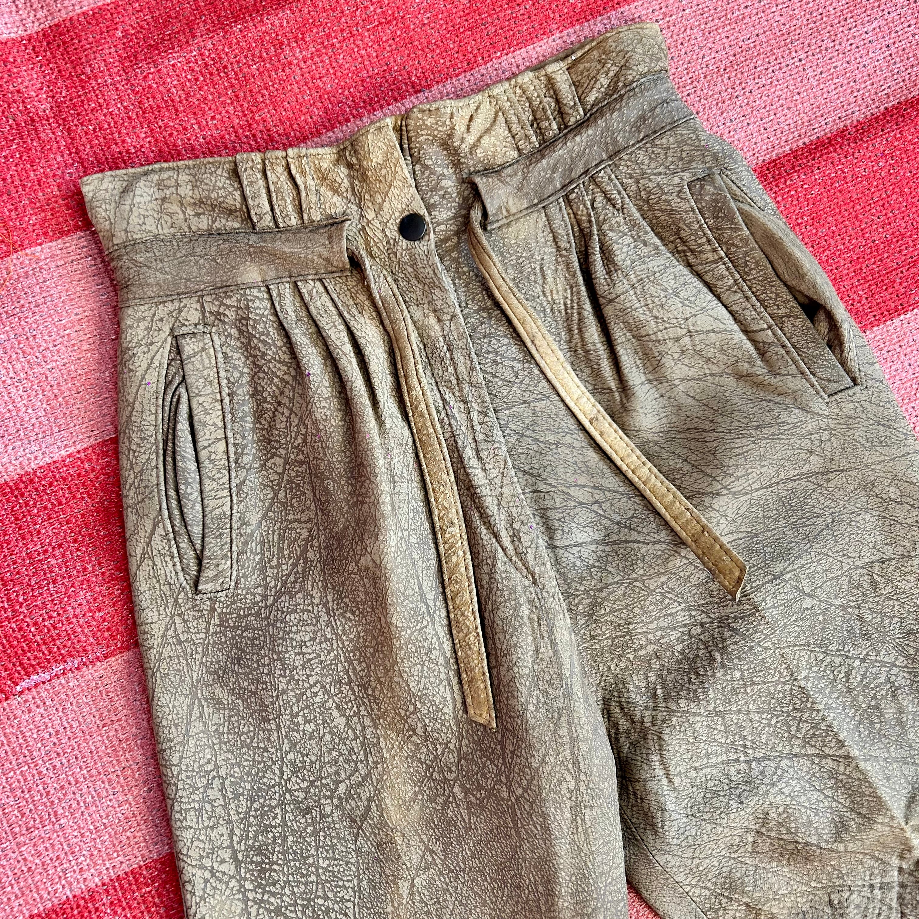 1980s Brown leather trousers, unbranded, size 8