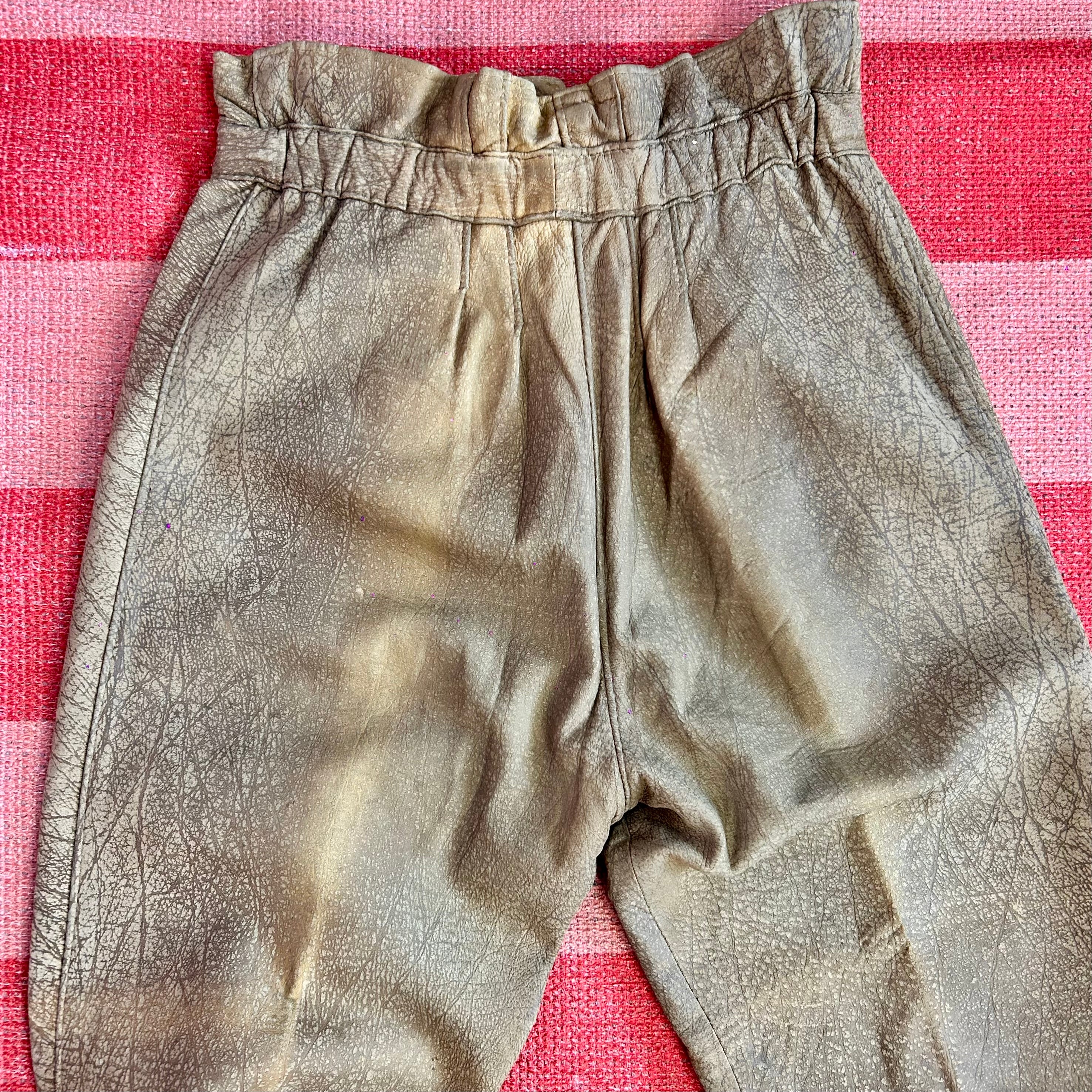 1980s Brown leather trousers, unbranded, size 8