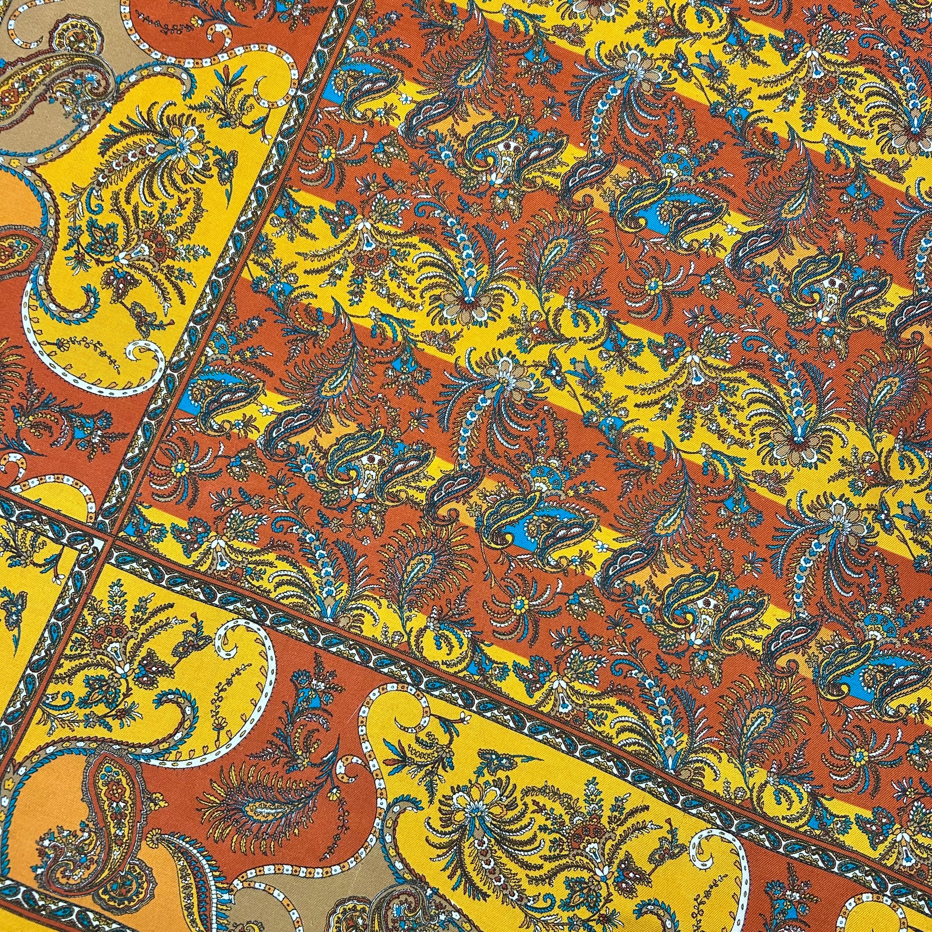 1980s Brown Paisley print scarf, Large