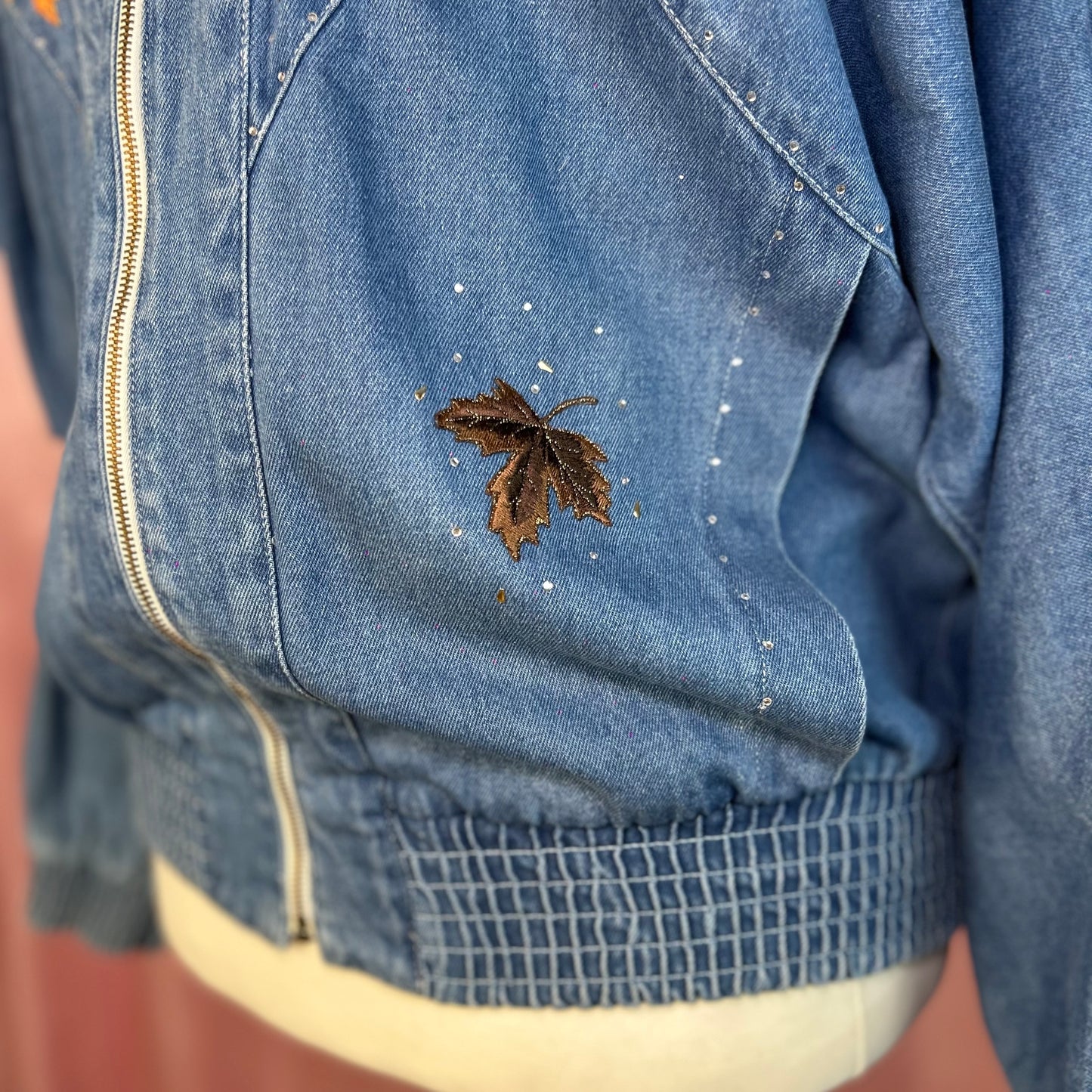 1980s Embellished denim jacket, by Pado, size 20/22