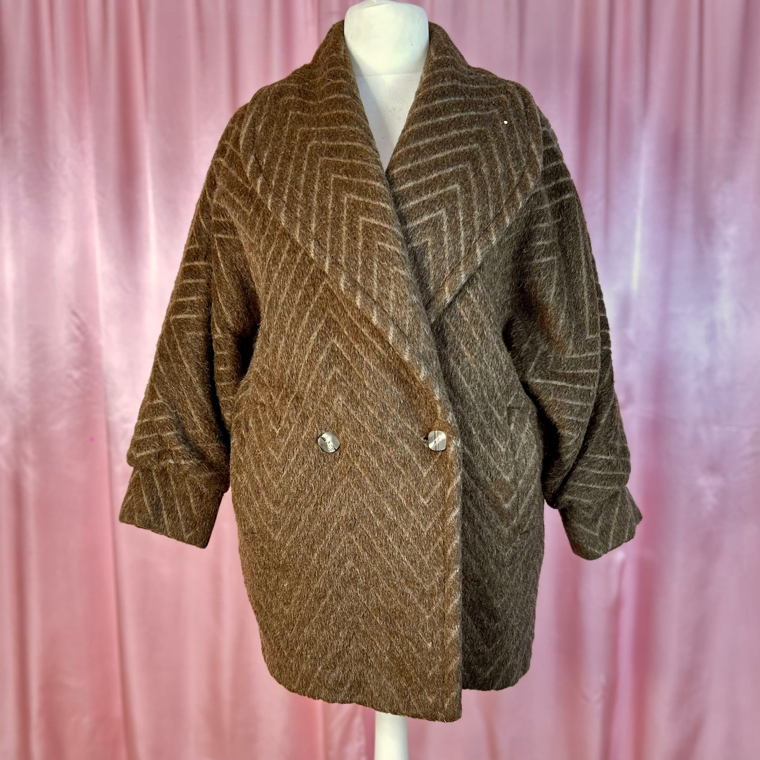 1980s Brown cocoon coat, by Incom Carol, size 16