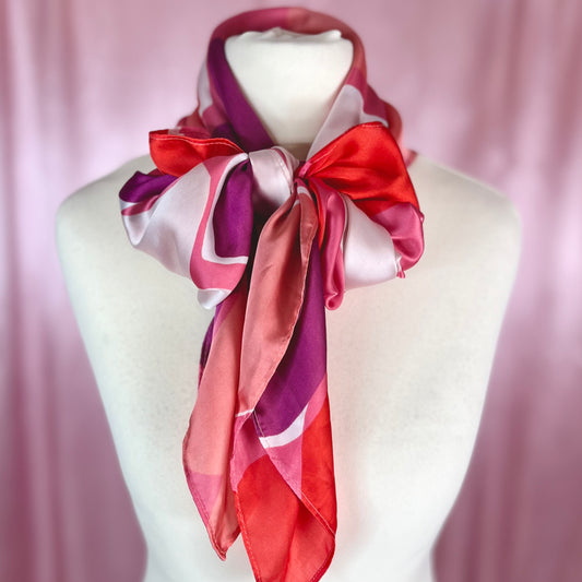 1980s Silky heart print scarf