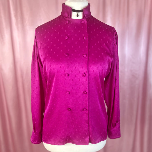 1980s Magenta silky blouse, by Lenvol, size 12