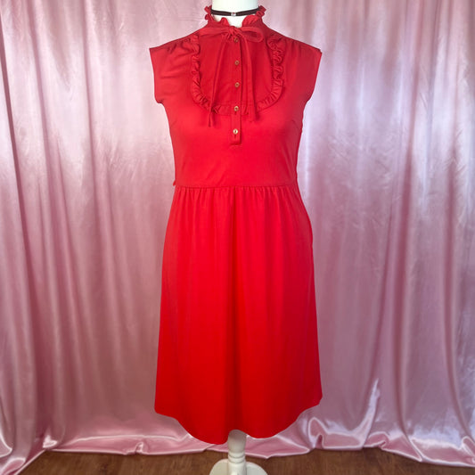 1980s Red pussy bow dress, Unbranded, size 16