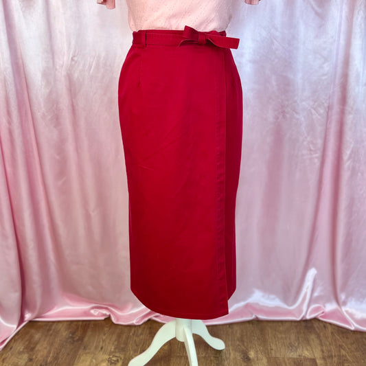 1990s Red denim wrap skirt, by Next, size 12