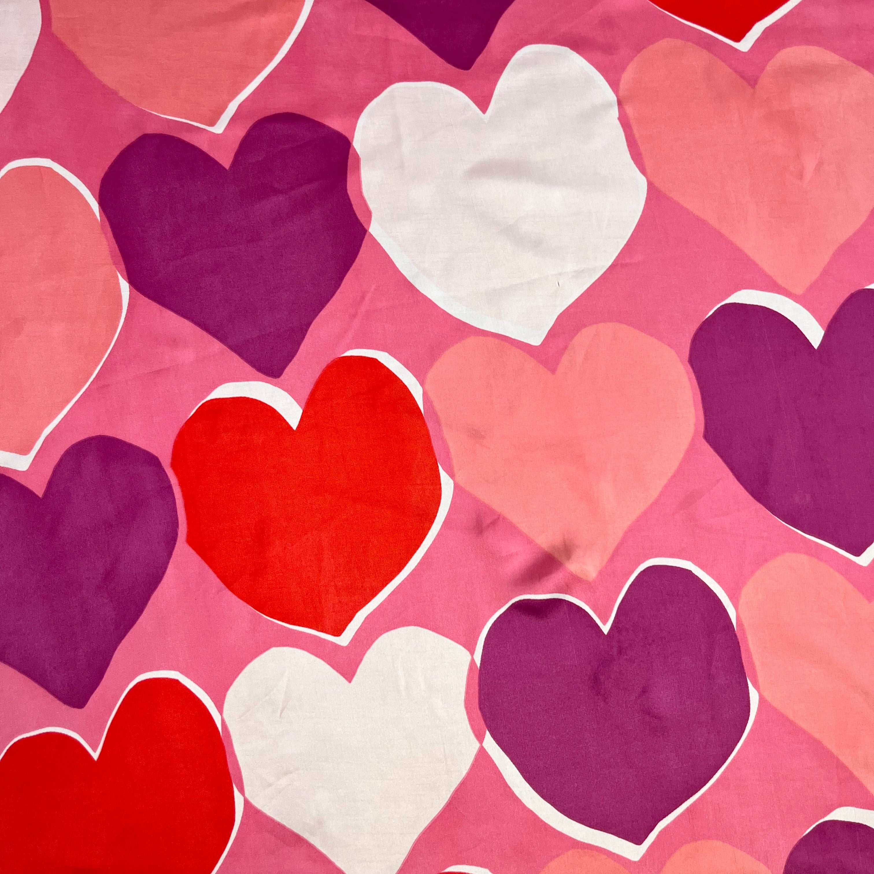 1980s Silky heart print scarf