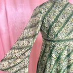 1970s Green patterned maxi dress, by Quad, size 12