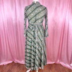 1970s Green patterned maxi dress, by Quad, size 12