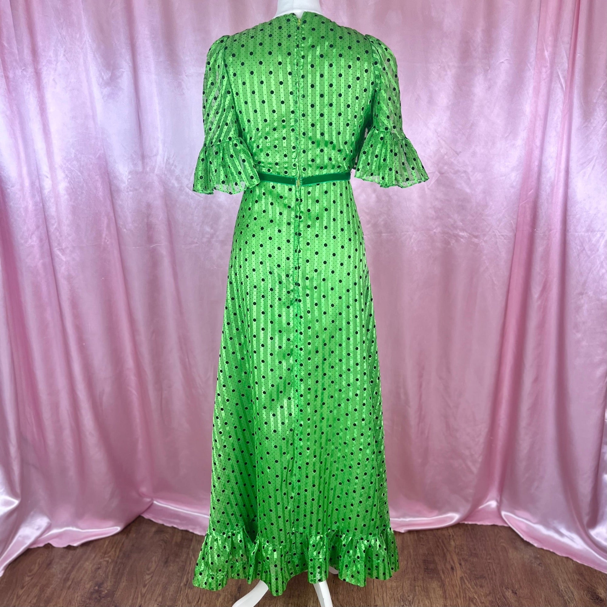 1970s Polka dot maxi dress, Handmade, size 8