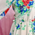 1980s does 50s White floral dress, handmade, size 12