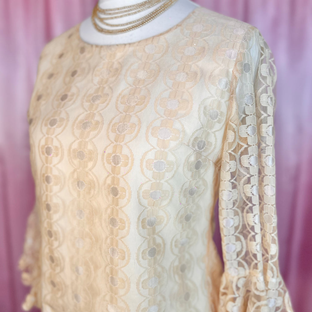 1960s Lacey pastel blouse, Unbranded, size 12