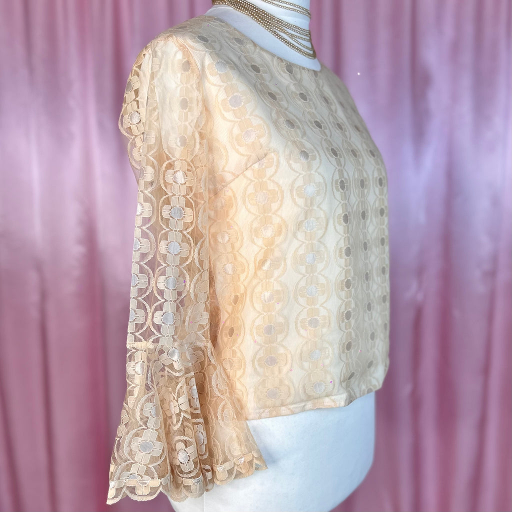 1960s Lacey pastel blouse, Unbranded, size 12