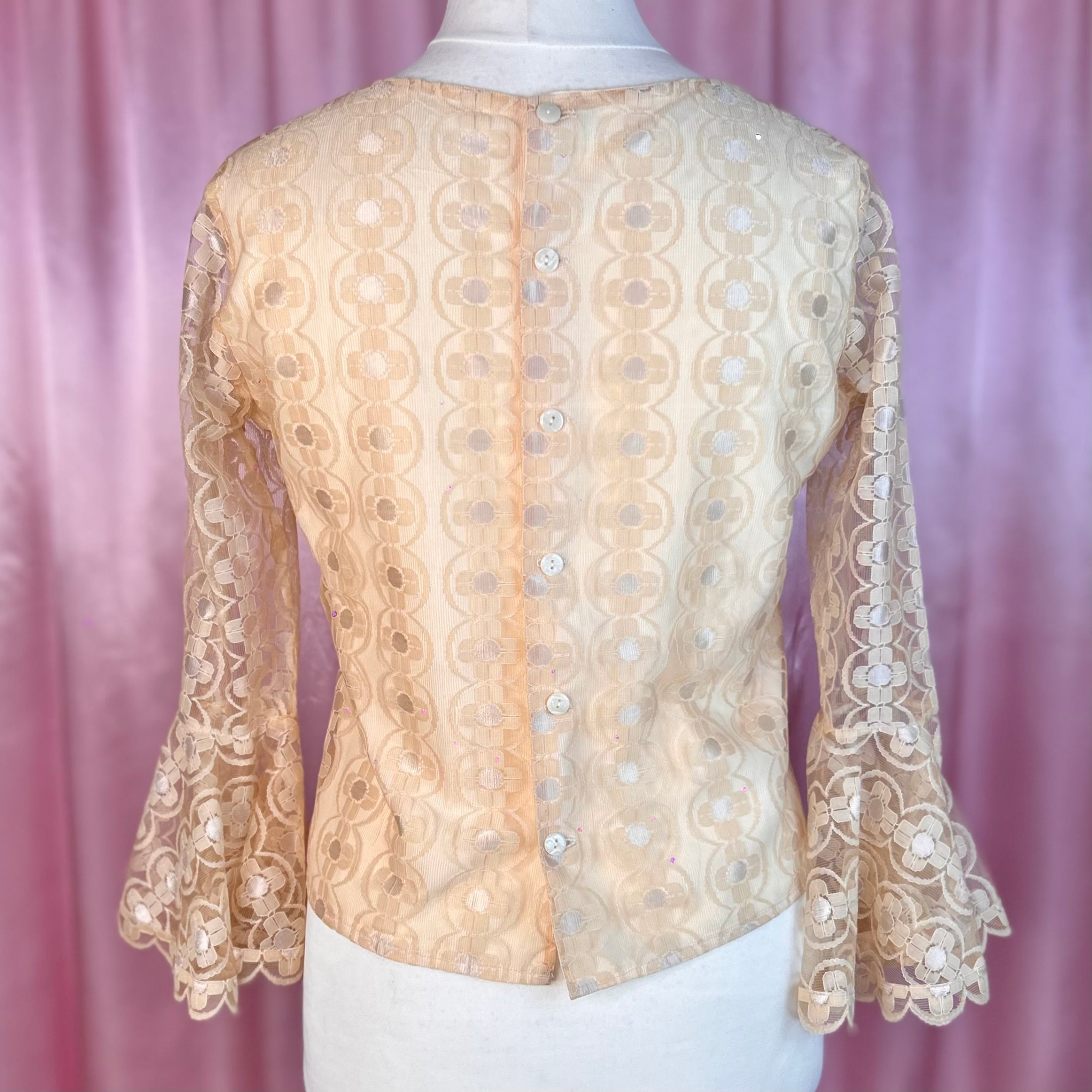 1960s Lacey pastel blouse, Unbranded, size 12