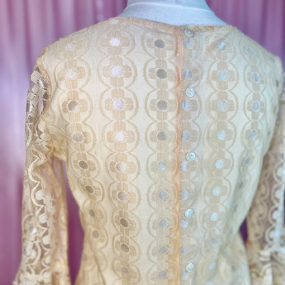 1960s Lacey pastel blouse, Unbranded, size 12