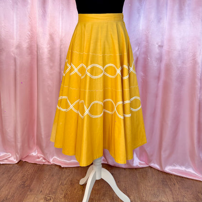1950s Yellow circle skirt, Handmade, size 8/10