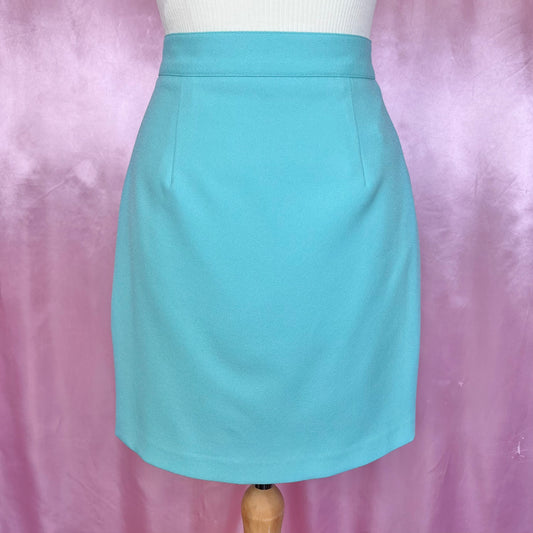 1990s Turquoise mini skirt, by Kit, size 8