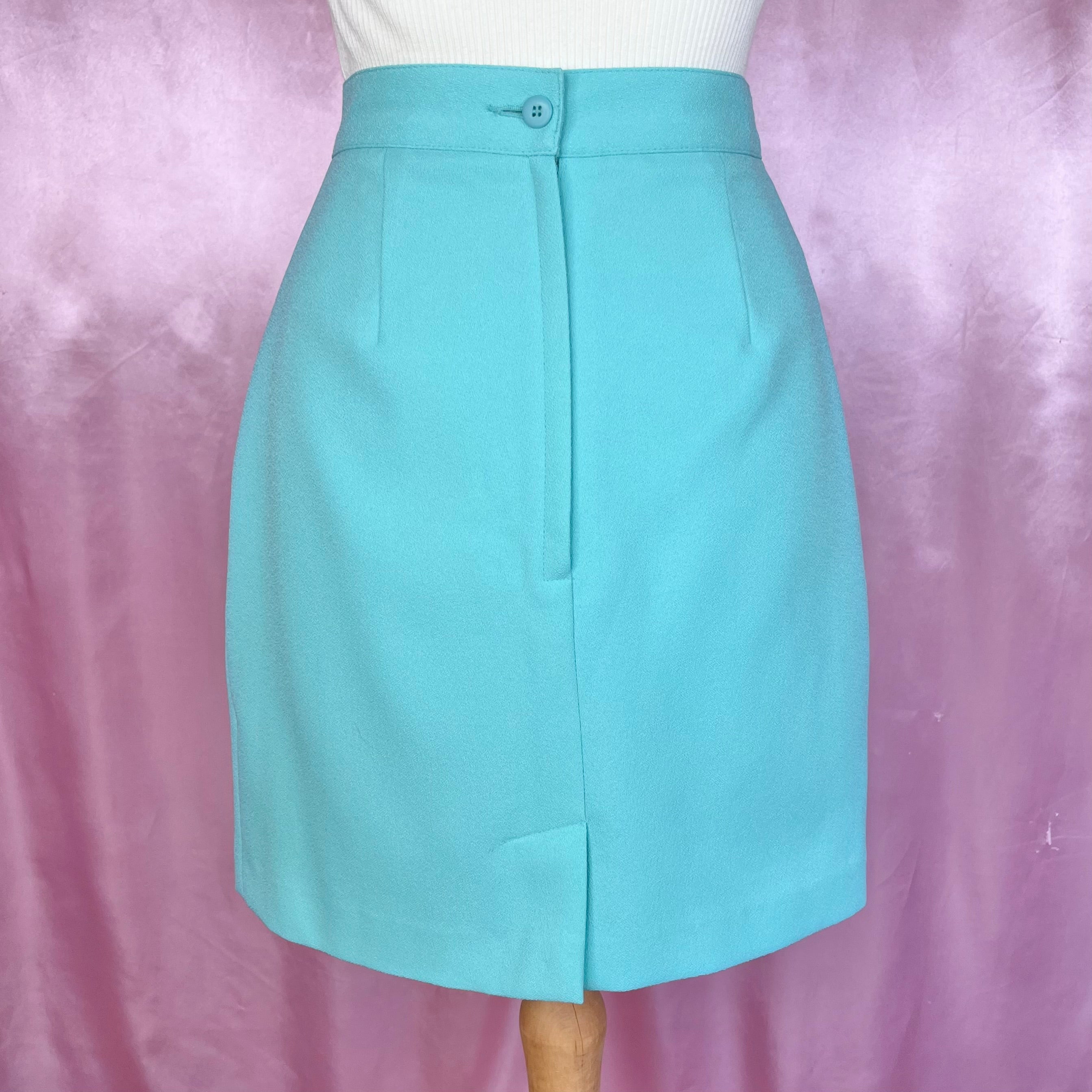 1990s Turquoise mini skirt, by Kit, size 8