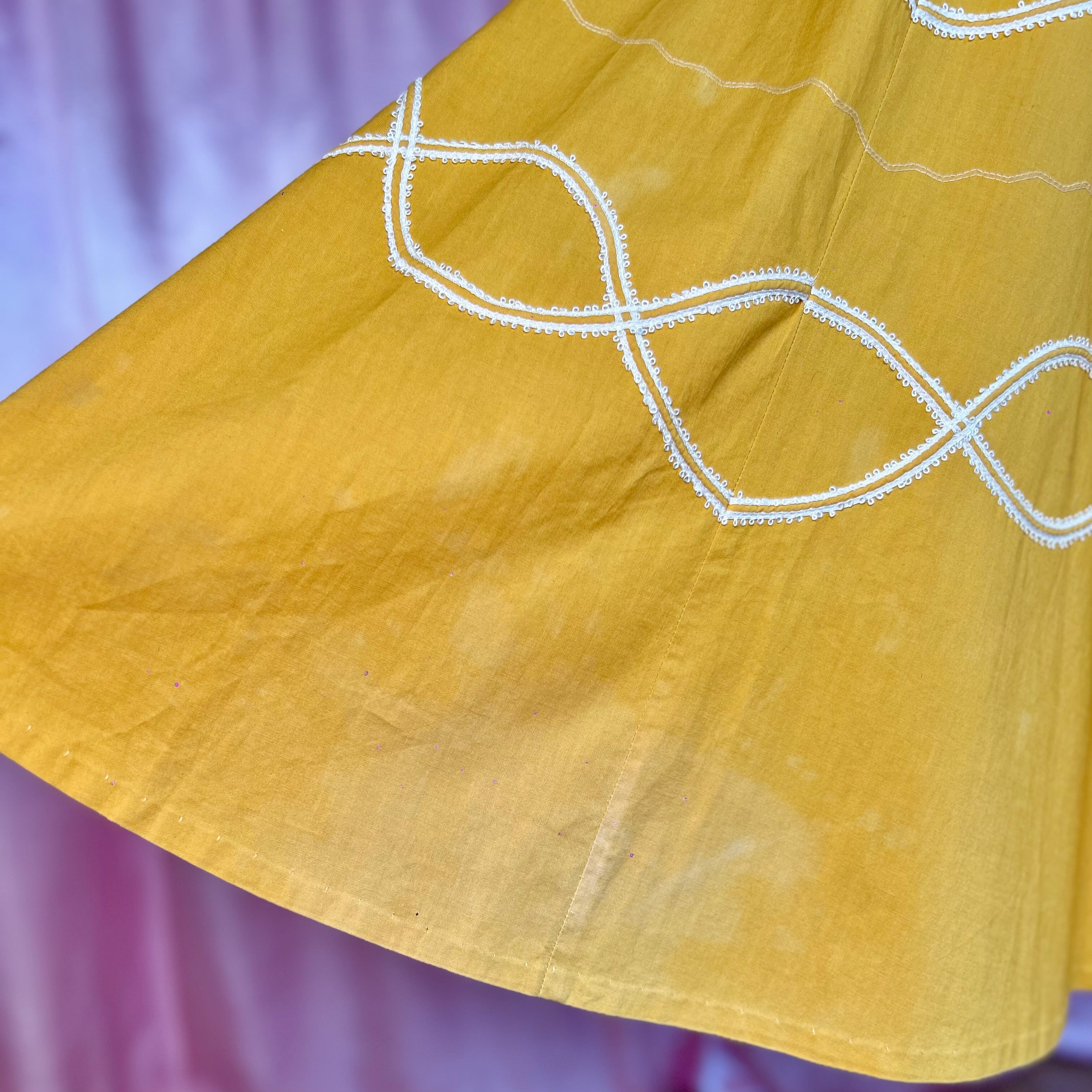 1950s Yellow circle skirt, Handmade, size 8/10