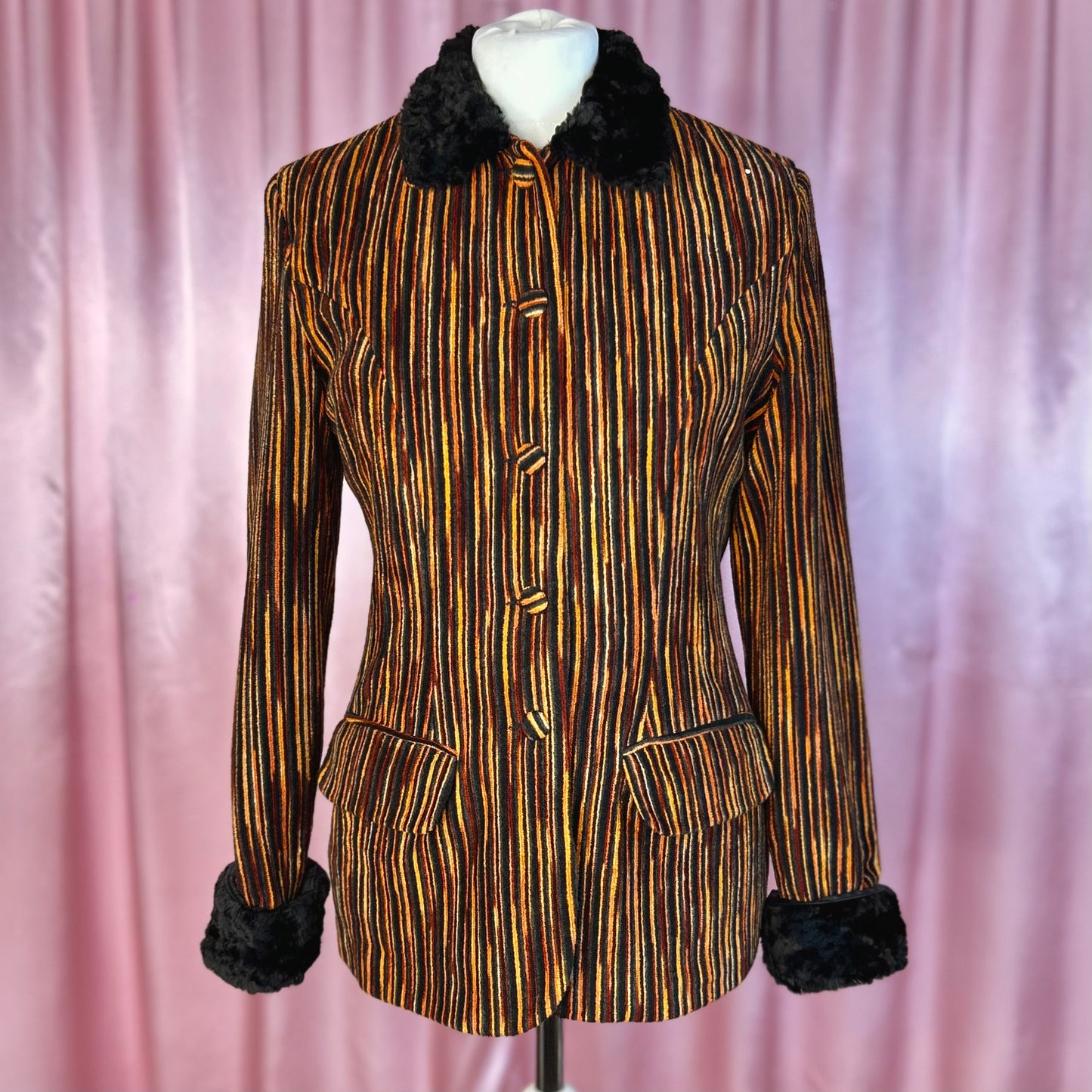1990s Striped velvet jacket, by Karida, size 10/12