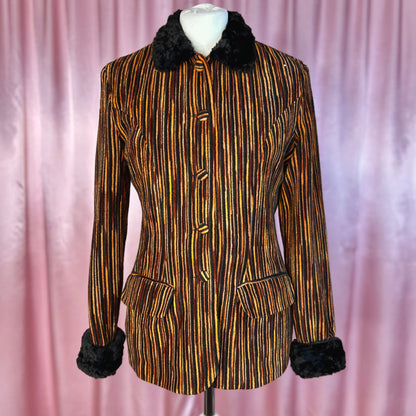 1990s Striped velvet jacket, by Karida, size 10/12