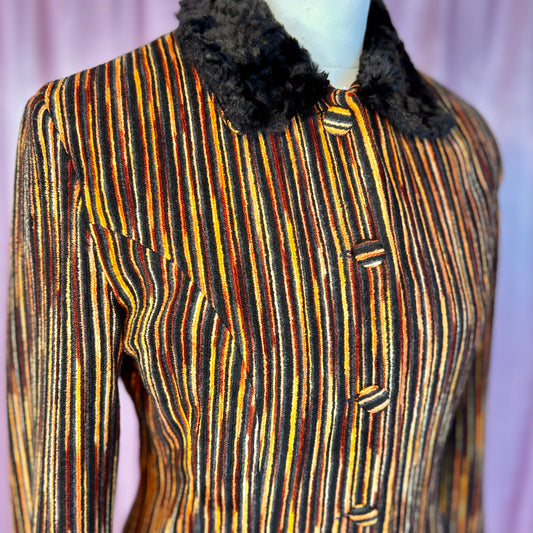 1990s Striped velvet jacket, by Karida, size 10/12