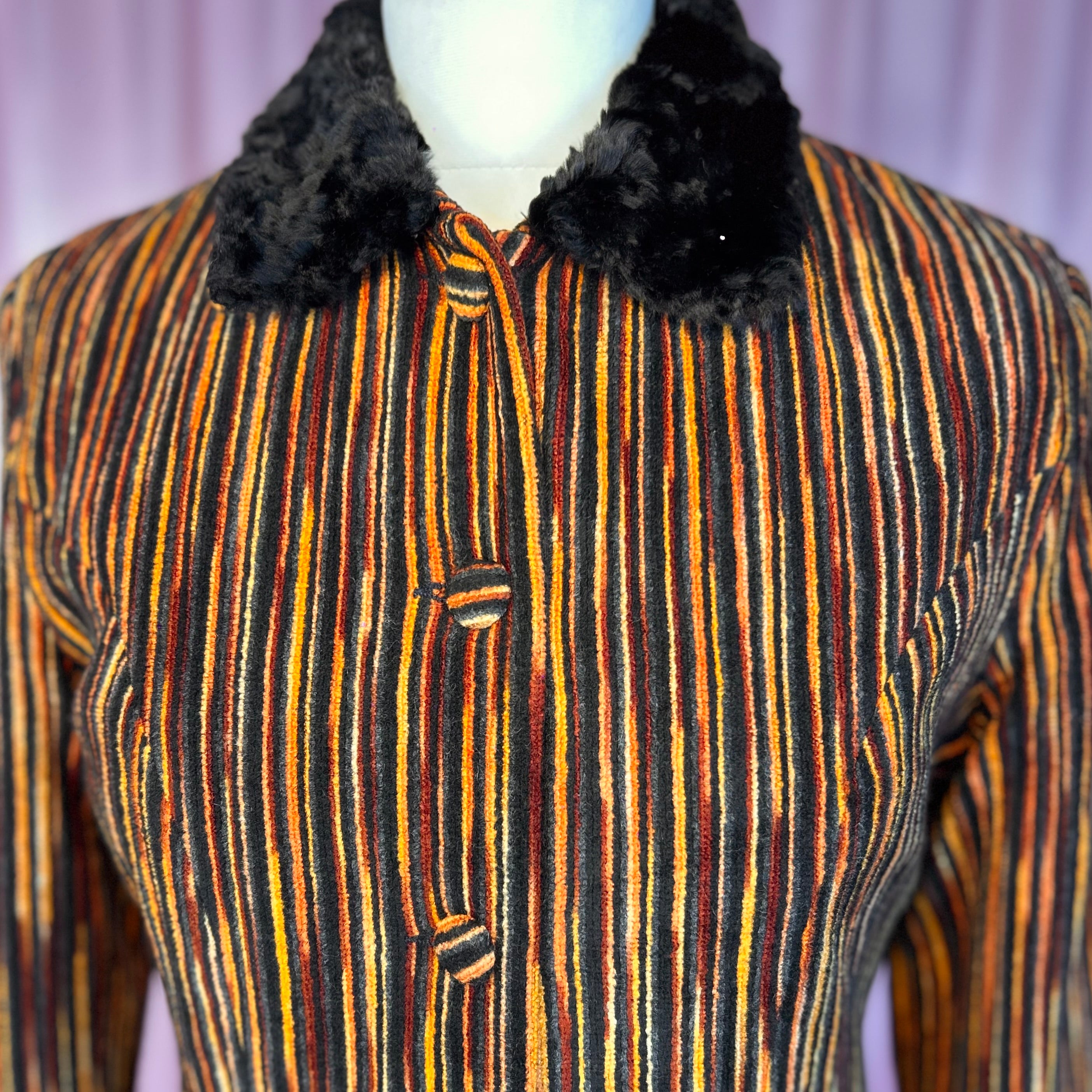1990s Striped velvet jacket, by Karida, size 10/12