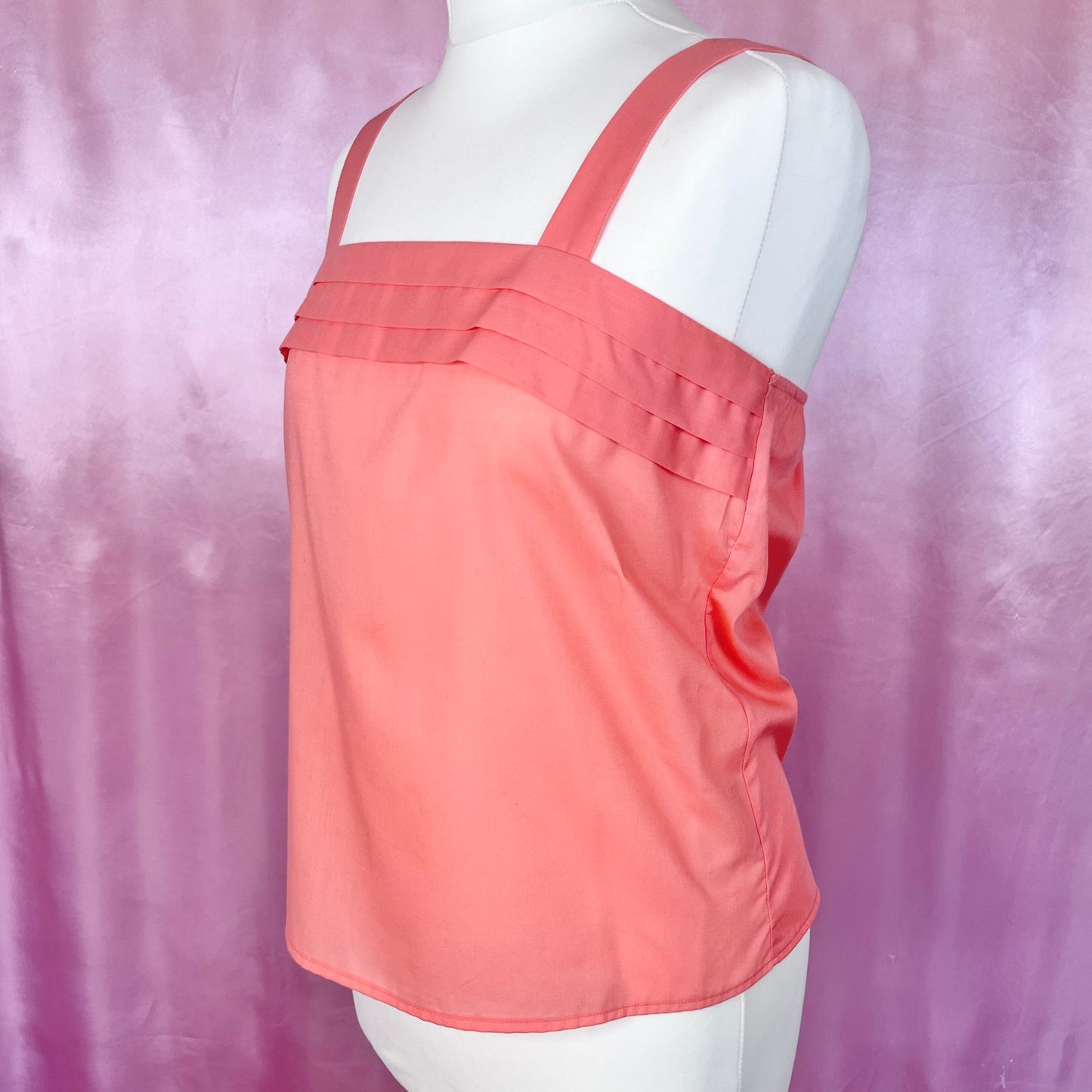 1980s Coral vest top, unbranded, size 10