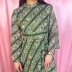 1970s Green patterned maxi dress, by Quad, size 12