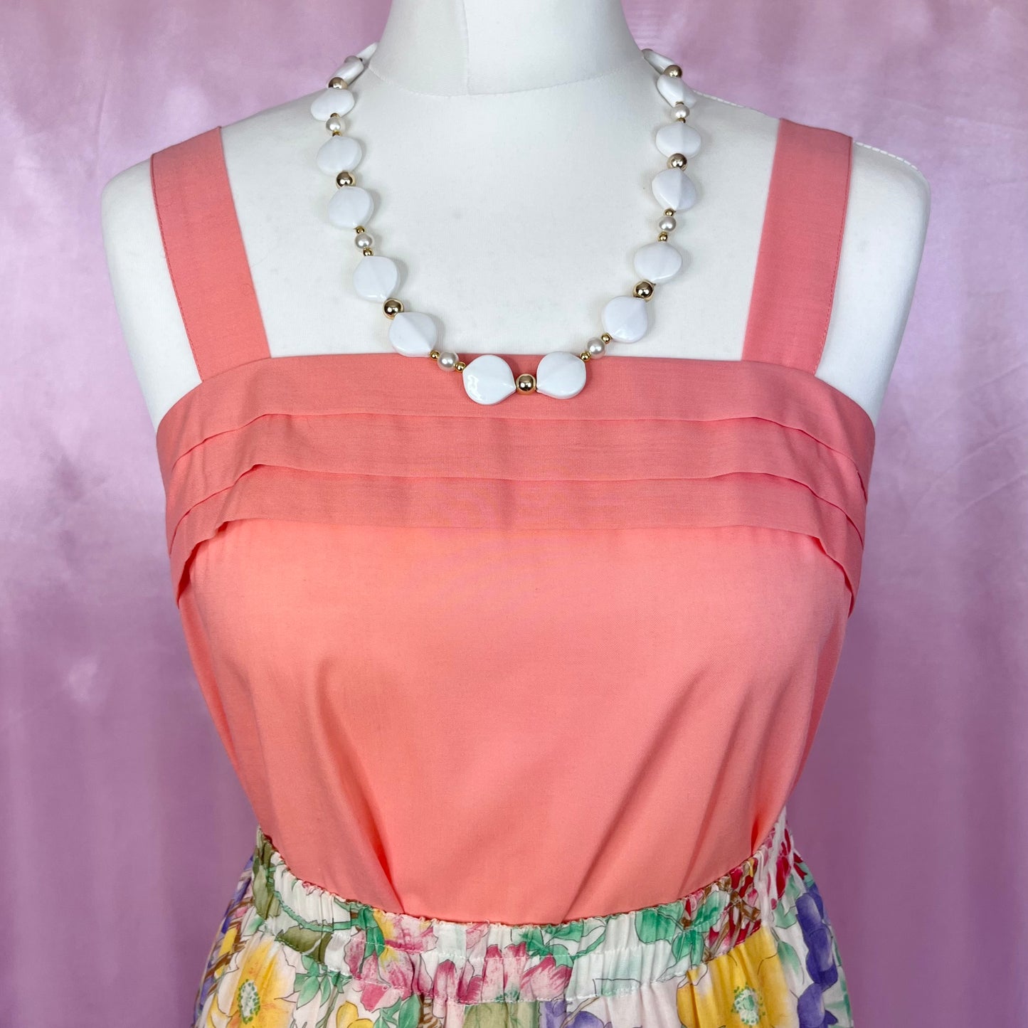 1980s Coral vest top, unbranded, size 10