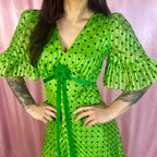 1970s Polka dot maxi dress, Handmade, size 8